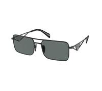 Prada PR A52S 1AB5Z1 Woman Sunglasses Metal Black Grey Squared Polarized