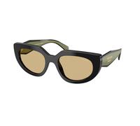 Prada PR D02S 03K10R Woman Sunglasses Acetate Black Yellow Round Normal