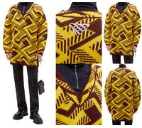 Prada Pullover Oversized Geometric V-Neck Knit Sweater Shetland Jumper M