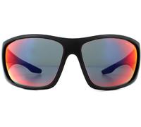 Prada Sport Linea Rossa SPS04V 1BO9Q1 Demi Shiny Black/Dark Grey-Blue Red Mirror Sunglasses