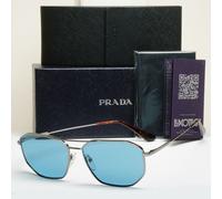 Prada Sunglasses Glass Lens Gunmetal Blue Pilot Navigator SPR 64X PR64XS 5AV-04D