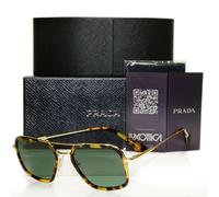 Prada Sunglasses Gold Brown Green Tortoise Pilot Navigator Metal SPR 57X 02A-728