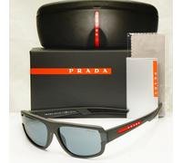 Prada Sunglasses Grey Mirror Red Stripe Rossa Rectangle SPS 03W UFK-07G PS03WS