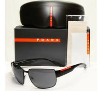 Prada Sunglasses Polarized Black Wrap Metal PS56VS SPS 56V 1BO-02G 130mm