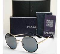 Prada Sunglasses Round Polarized Gold Black Grey Metal SPR 59X PR59XS QE3-5Z1