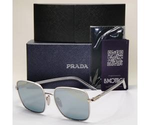 Prada Sunglasses Silver Mirror Large Square Oversized PR55YS SPR 55Y 1BC-02R