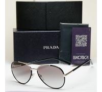 Prada Sunglasses Small Pilot Unisex Silver Black Grey SPR 66X PR66XS 499-0A7