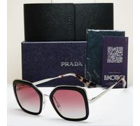 Prada Sunglasses Square Black Silver Bordo Brown Gradient SPR 57U PR57US 4BK-412
