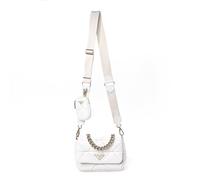Prada Triangle Quilted Patchwork System Flap Nappa Re-Nylon Bag - White