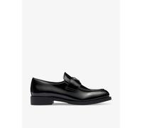 Prada Womens Black Brand-plaque Patent Leather Loafers Eur 39 / 6 Uk Women