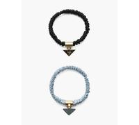 Prada Womens Black Branded-charm Pack of Two Satin Hair Ties 1 Size