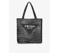 Prada Womens Black Logo-embellished Crochet Viscose Tote Bag 1 Size