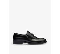 Prada Womens Black Logo-plaque Leather Loafers Eur 39 / 6 Uk Women