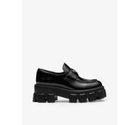 Prada Womens Black Monolith Logo-plaque Patent-leather Loafers Eur 39.5 / 6.5 Uk Women