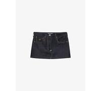 Prada Womens Blue Brand-plaque Low-rise Denim Mini Skirt 2