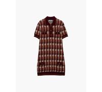 Prada Womens Burgundy Houndstooth Short-sleeve Wool-knit Mini Dress 10