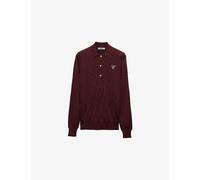 Prada Womens Burgundy Logo-embroidered Relaxed-fit Silk Polo Shirt 8