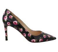 Prada Womens Floral Patent Leather Pumps Printed Heels - Black - Size 39.5 EU/IT