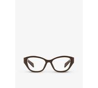 Prada Womens Green Pr 21zv Irregular-frame Acetate Glasses