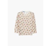 Prada Womens Pink Floral-print Round-neck Wool Jumper 4