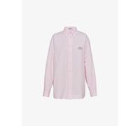 Prada Womens Pink Logo-embroidered Long-sleeved Cotton Shirt 4
