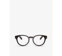 Prada Womens Prada A14V Oval-Shape Acetate Sunglasses Brown