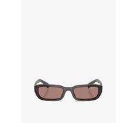 Prada Womens Prada B06S Rectangle-Shape Acetate Sunglasses Brown
