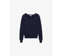 Prada Womens Prada Boat-Neck Cut-Out Cotton Knitted Jumper Blue 10