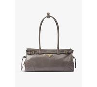 Prada Womens Prada Brand-Plaque Medium Leather Shoulder Bag Grey 1 Size