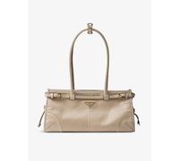 Prada Womens Prada Brand-Plaque Medium Leather Shoulder Bag Neutral 1 Size
