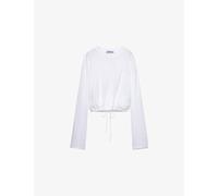 Prada Womens Prada Drawstring-Hem Cotton T-Shirt White S