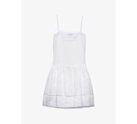 Prada Womens Prada Lace-Embroidered Sleeveless Linen Midi Dress White 6