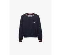Prada Womens Prada Logo-Embroidered Crewneck Cotton-Fleece Sweatshirt Blue S