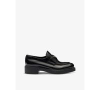 Prada Womens Prada Logo-Plaque Leather Loafers Black Eur 35.5/2.5 UK Women