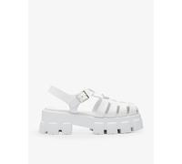 Prada Womens Prada Monolith Logo-Plaque Chunky-Sole Caged Rubber Sandals White Eur 35 / 2 UK Women