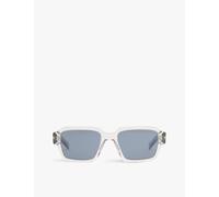Prada Womens Prada Pr 02Zs Transparent Square-Frame Acetate Sunglasses Grey
