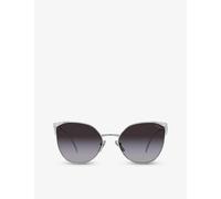Prada Womens Prada Pr 50Zs Cat-Eye Metal Sunglasses Silver