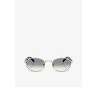 Prada Womens Prada Pr B53S Oval-Frame Steel Sunglasses Gold