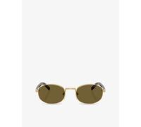 Prada Womens Prada Pr B53S Oval-Frame Steel Sunglasses Gold