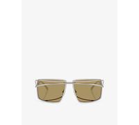 Prada Womens Prada Pr C55S Irregular-Frame Metal Sunglasses Clear