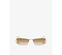 Prada Womens Prada Pr C57S Rectangle-Frame Metal Sunglasses Gold