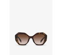 Prada Womens Prada Pr16Ws Irregular-Frame Acetate Sunglasses Brown