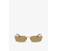 Prada Womens Prada Pra60S Rectangle-Frame Metal Sunglasses Gold