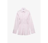 Prada Womens Prada Smocked-Waist Long-Sleeve Classic Cotton Poplin Shirt Pink 8