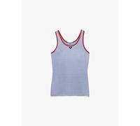 Prada Womens Prada Striped Triangle-Logo Cotton-Jersey Tank Top Light Blue 6