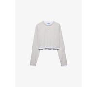 Prada Womens Prada Triangle-Patch Long-Sleeve Cotton-Jersey T-Shirt Grey S