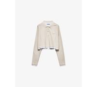 Prada Womens Prada Triangle-Patch Long-Sleeve Piqué Cotton-Jersey Polo Shirt Neutral 6