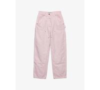 Prada Womens Prada Triangle-Patch Wide-Leg Canvas Trousers Pink 8