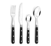 PRADEL ESSENTIEL - 24-piece Cutlery Set for 6 People - Bistro-Club - 18/0 Stainless Steel, Standard Finish - Black