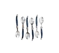 Pradel Excellence - Box of 6 Laguiole Soup Spoons - Stainless Steel - Marble Grey Handle - Elegant Design, Presentation Glass Box - For Daily or Festive Use